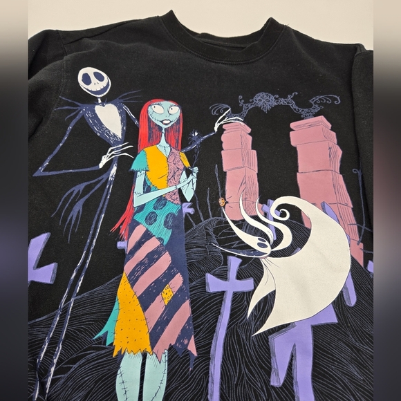 DISNEY THE NIGHTMARE BEFORE CHIRSTMAS TIM BURTON BLACK SWEATSHIRT UNISEX SMALL - Picture 12 of 12